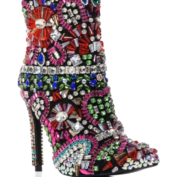 AZALEA WANG "VIVA LA FIESTA" Dazzling Embellished Heeled Boots - Picture 6 of 7